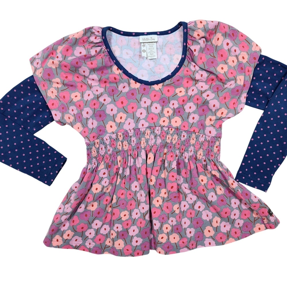 Matilda‎ Jane Girls Size 8 Layered Long Sleeve Floral Print Tunic Top